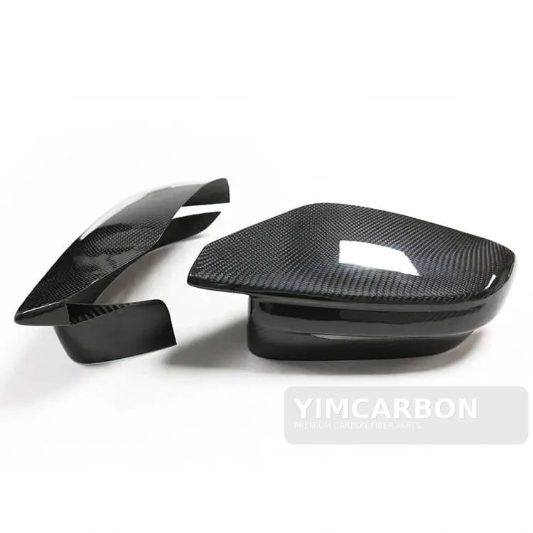 BMW M2 G87 dry carbon fiber mirror cap overlay side view