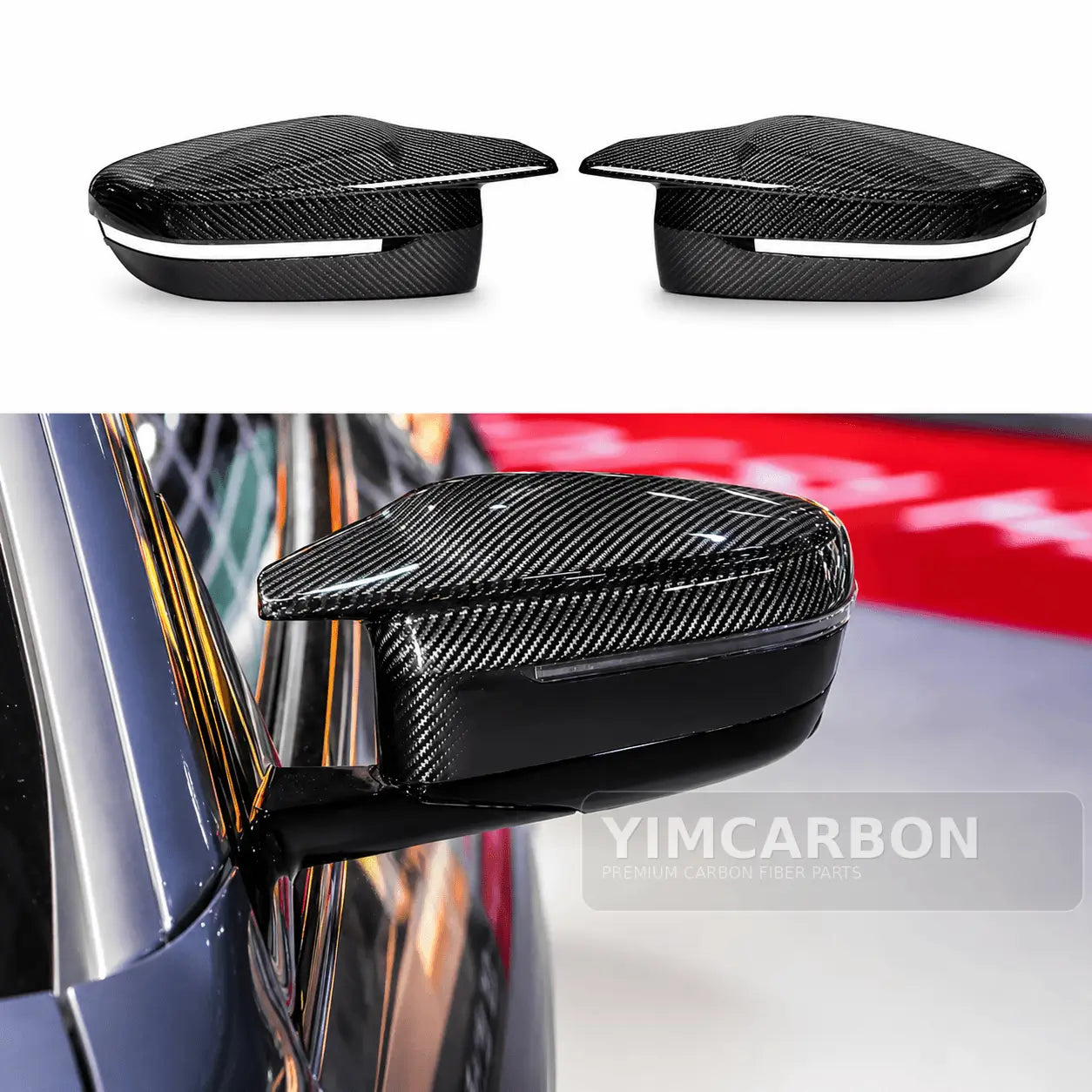 BMW M2 G87 dry carbon fiber stick-on mirror cap overlay