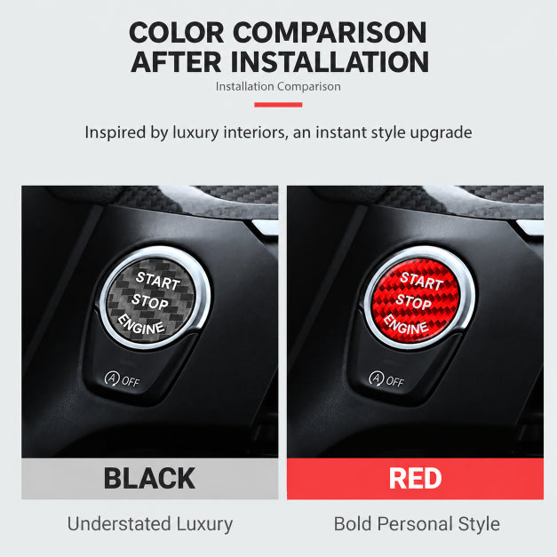 Black and red dry carbon fiber Start Engine Stop button covers for BMW