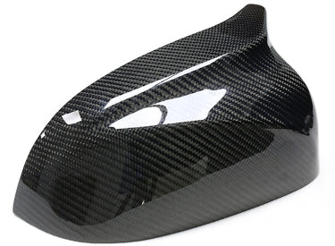 Gloss carbon fiber weave detail for BMW mirror caps