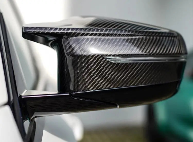 Dry carbon fiber replacement mirror caps for BMW G20 G30