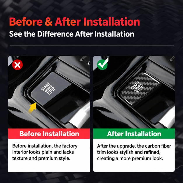 Dry Carbon Fiber Start Engine Stop Button Cover for  5 Series 7 Series